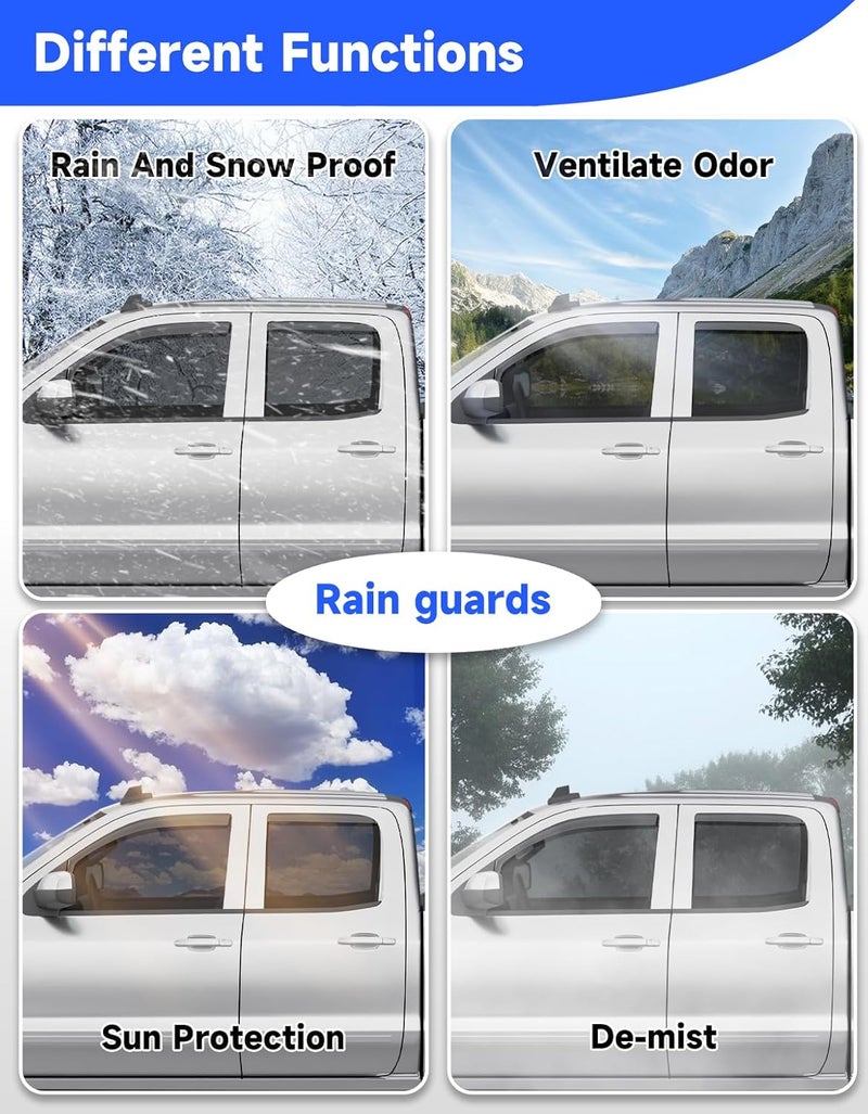 Breejoy in-Channel Rain Guards Fit for Truck Chevy Silverado/GMC Sierra 2014-2018 Double Cab Window Rain Guards Visors Vent Visors Window Deflector Vent Shades Car Accessories -4 pcs - Image 4